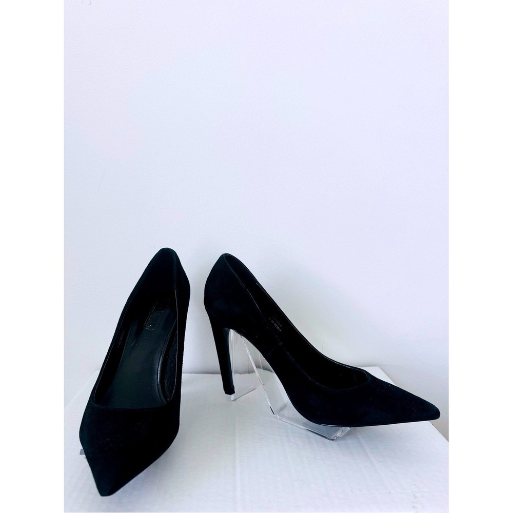 Topshop Pumps Pointed Toe Women 8.5 Black Suede Stiletto High Heel Shoes